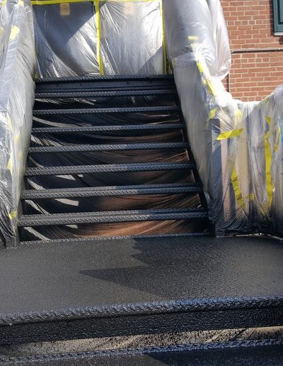 Steps with protective coating applied.